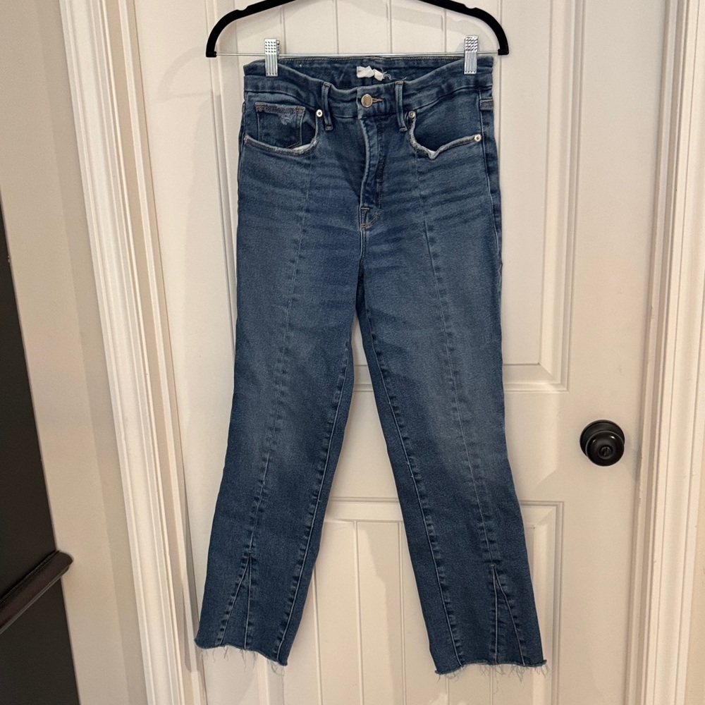 Good American Ankle Straight Leg Blue Jeans